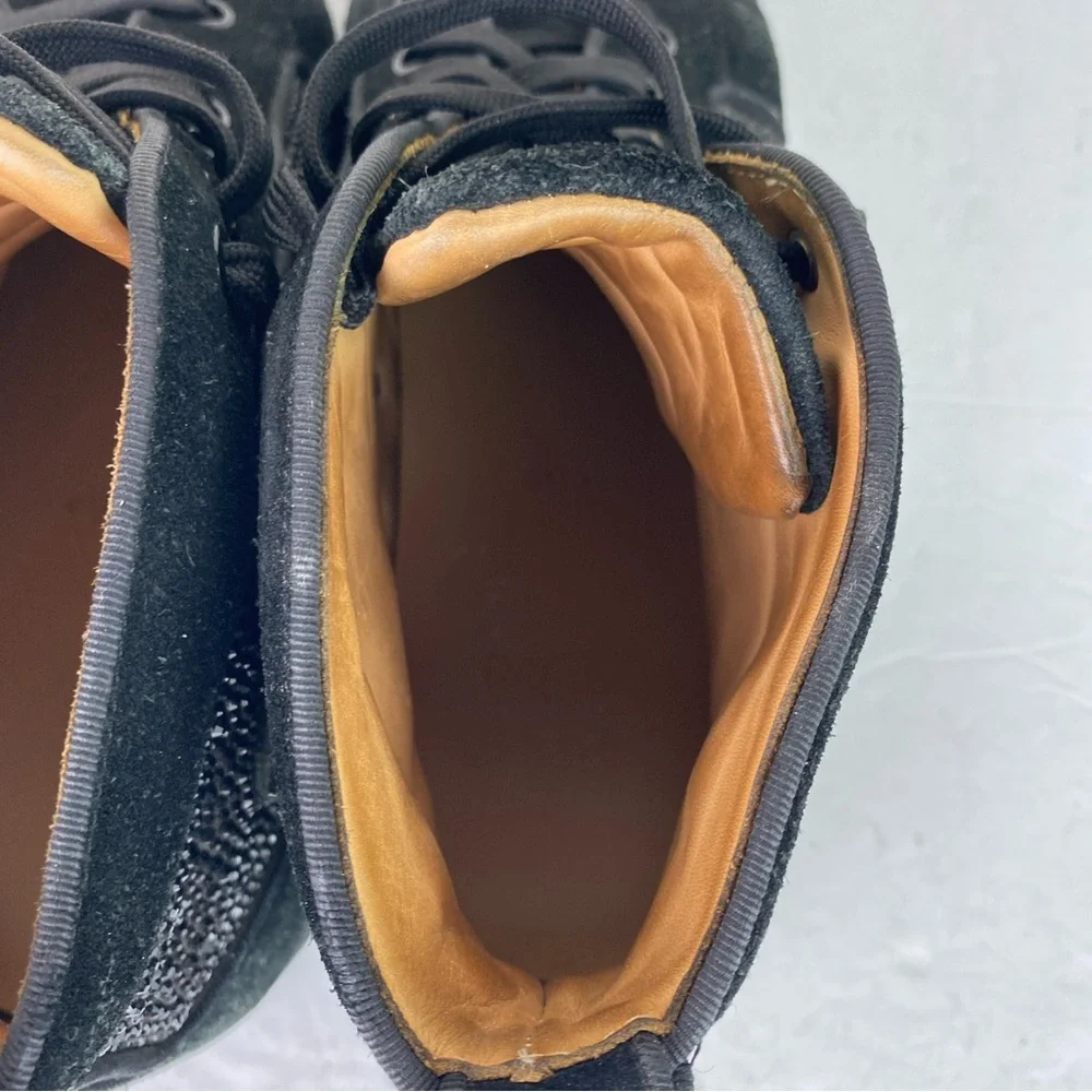 Christian Louboutin Black Suede Chukka Boots with Crystal Toe